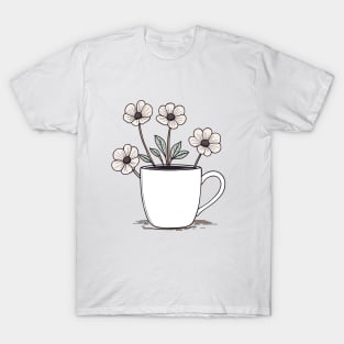 Cup Of Coffee And Flowers T-Shirt